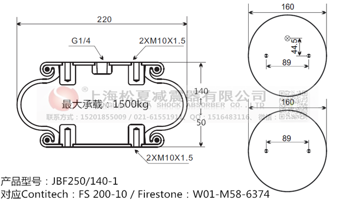 JBF250/140-1橡膠<a href='http://www.lovewangjing.cn/' target='_blank'><u>空氣彈簧</u></a>