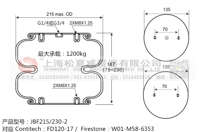 JBF215/230-2橡膠<a href='http://www.lovewangjing.cn/' target='_blank'><u>空氣彈簧</u></a>
