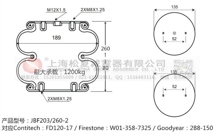 JBF203/260-2橡膠<a href='http://www.lovewangjing.cn/' target='_blank'><u>空氣彈簧</u></a>